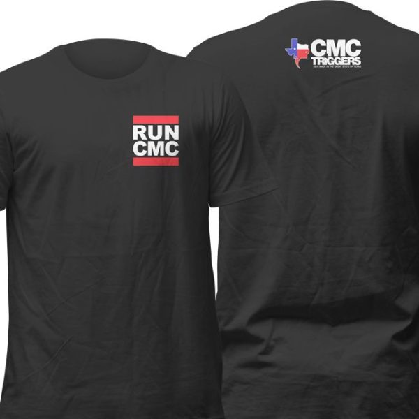 Run CMC Black t-shirt, front and back