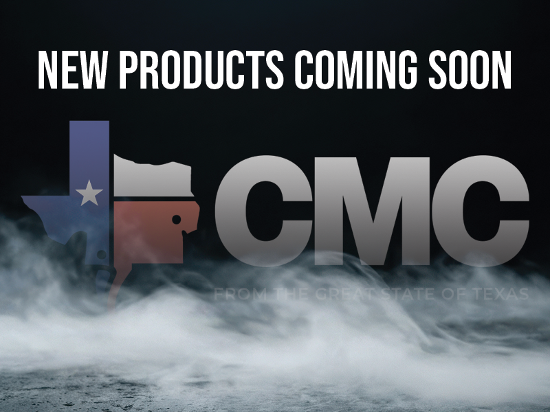 Promotional banner reading 'New Products Coming Soon' with CMC logo and Texas silhouette over misty ground.